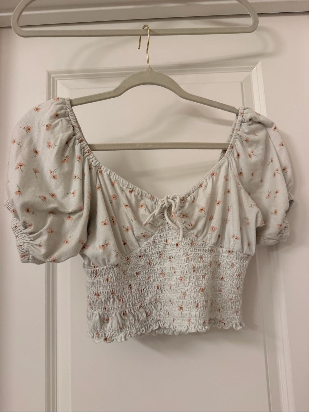Billabong White Crop Top with Pink Floral Print
